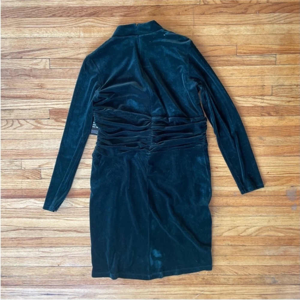 Express Velvet Body Contour Mock Neck Ruched Mini Dress - Picture 5 of 9